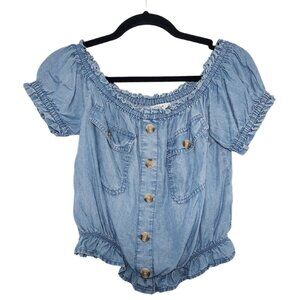 Arizona Jean Co Crop Short Sleeve Elastic Blouse, Medium